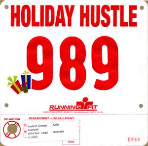 The Holiday Hustle 5K 2009 bib.